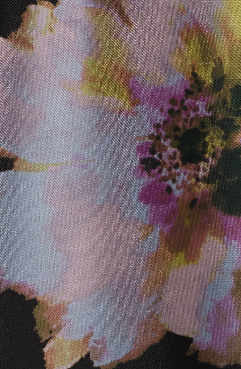 Julia Jordan Floral Long Sleeve Shirtdress Gown, Alternate, color, Black Multi