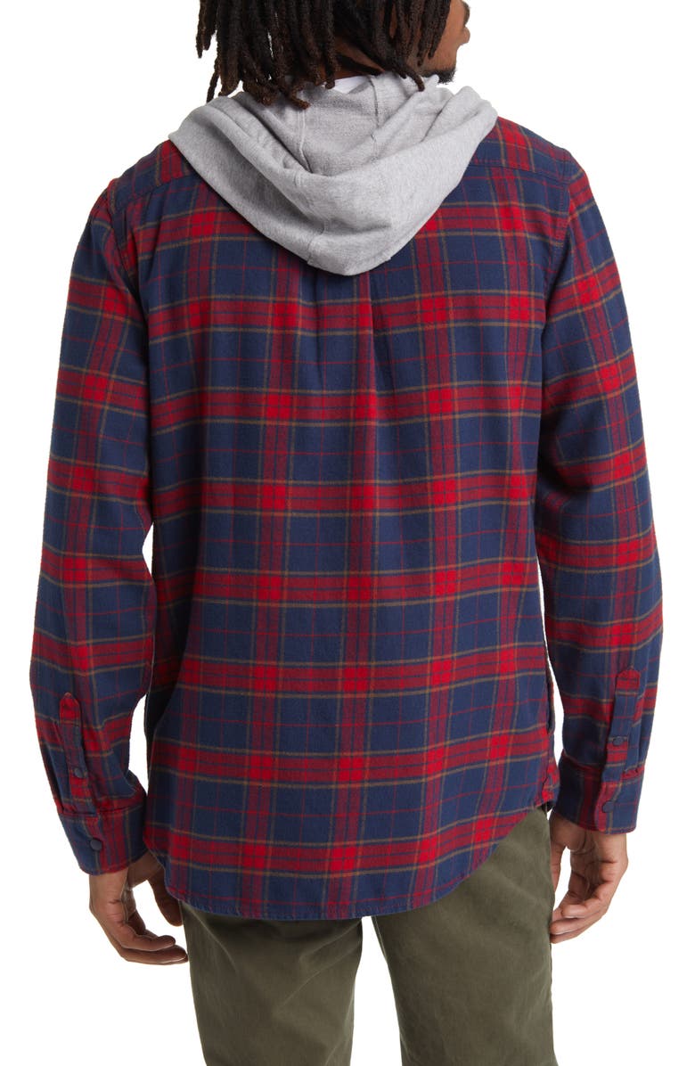 Vans Parkaway II Hooded Plaid Flannel Snap-Up Shirt, Alternate, color, 