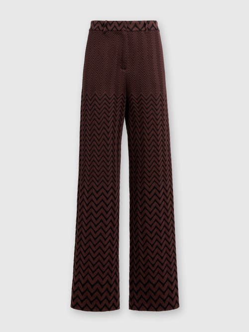Missoni Classic Zigzag Cotton And Viscose Trousers In Brown