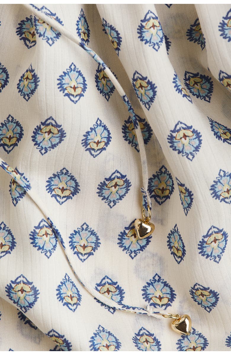 H&M Flared-skirt Smocked Dress, Alternate, color, Light Beige/Patterned