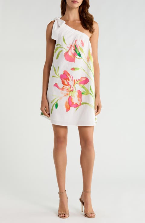 Lilibet Floral One-Shoulder Cotton Minidress