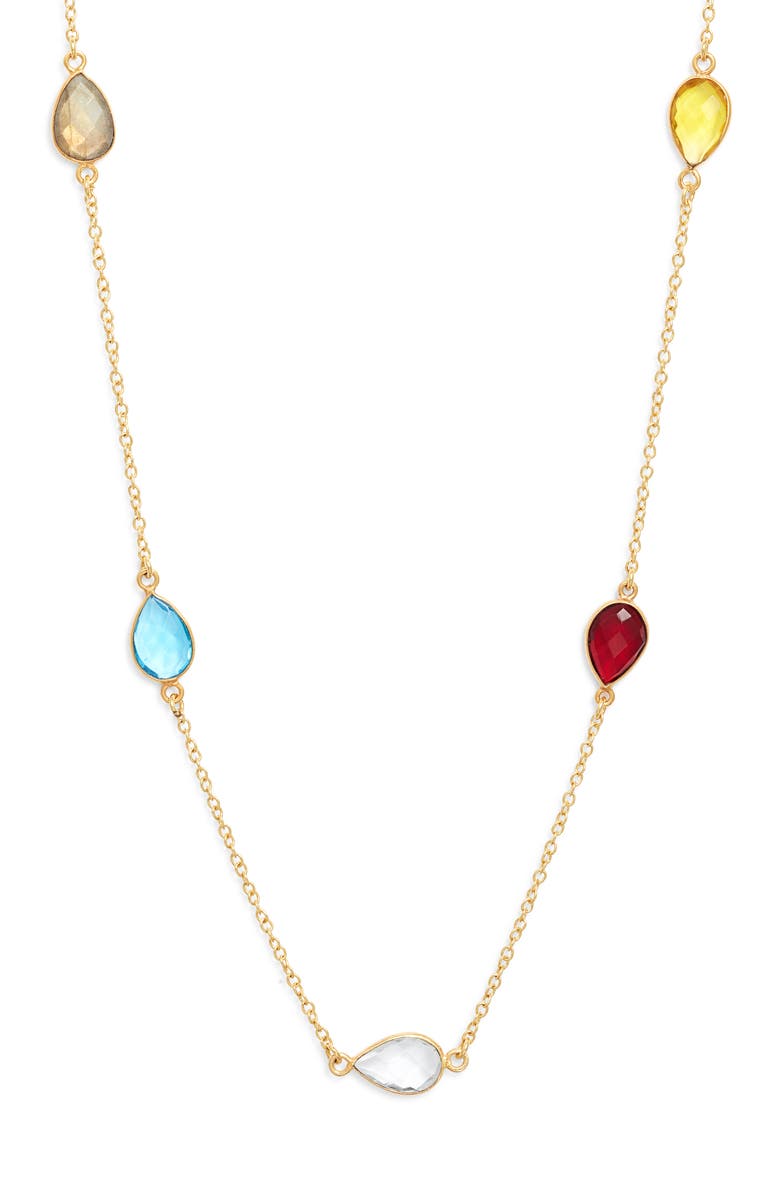 Kiara by Ki-ele Elisabeth Rainbow Station Necklace, Main, color, Gold