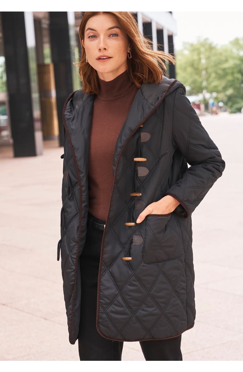 Jessica London Quilted Toggle Jacket, Alternate, color, Black