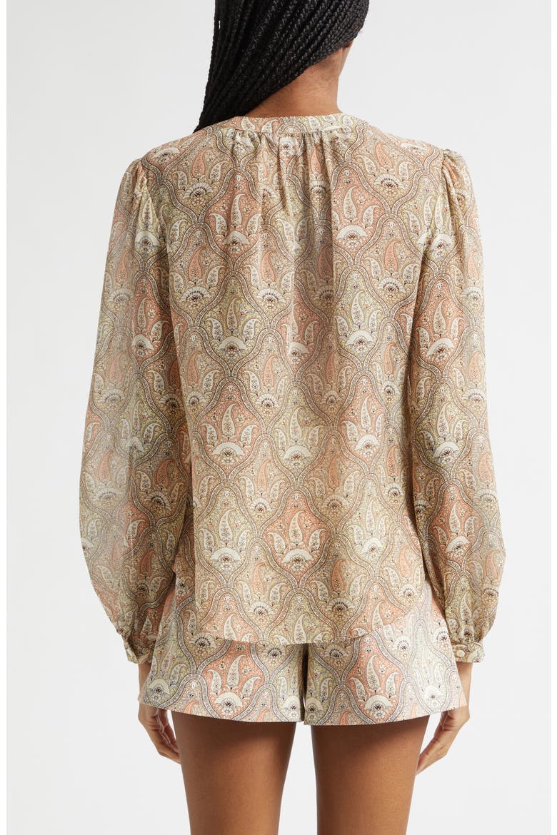 Ashlynn Paisley Silk Top, Alternate, color, STONE KHAKI MULTI