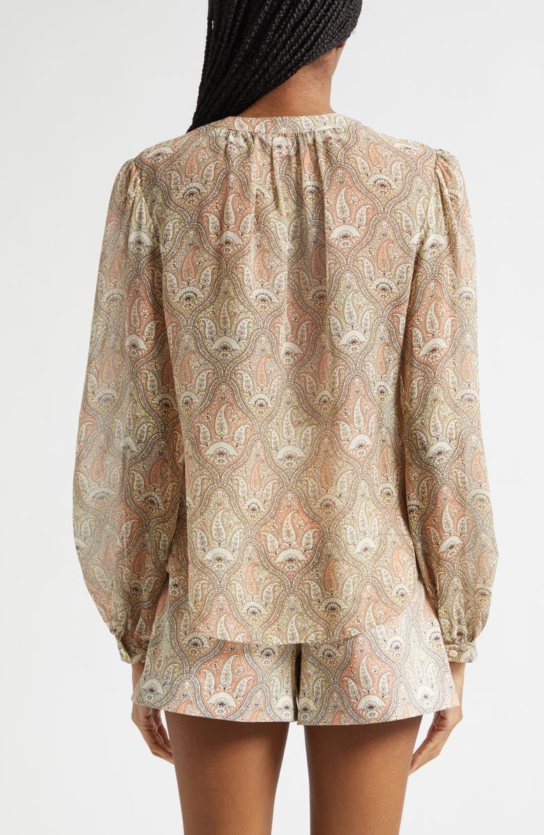 Veronica Beard Ashlynn Paisley Silk Top, Alternate, color, Stone Khaki Multi