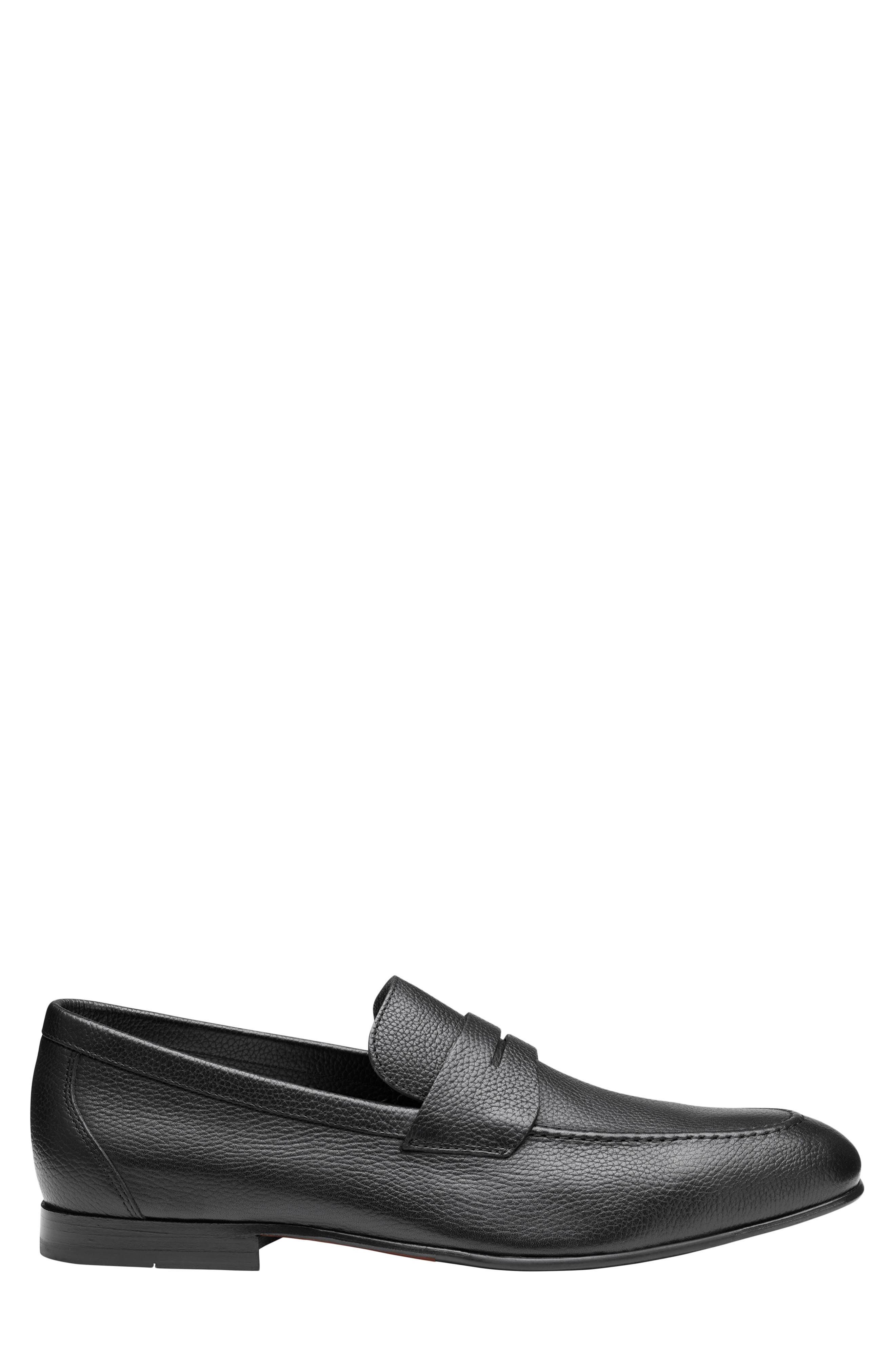 Johnston & Murphy Higgins Penny Loafer, Alternate, color, Black Full Grain