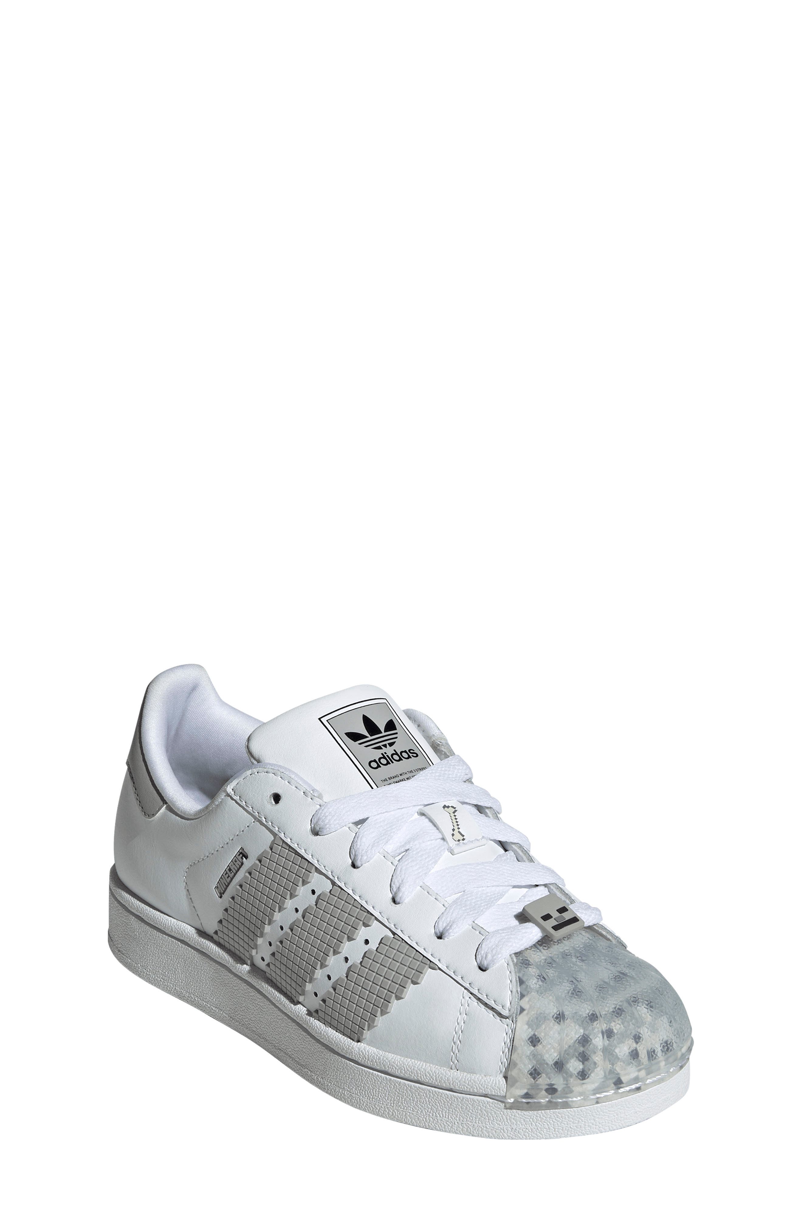 adidas Kids' x Minecraft Superstar II Sneaker, Alternate, color, White/ Grey/ Black