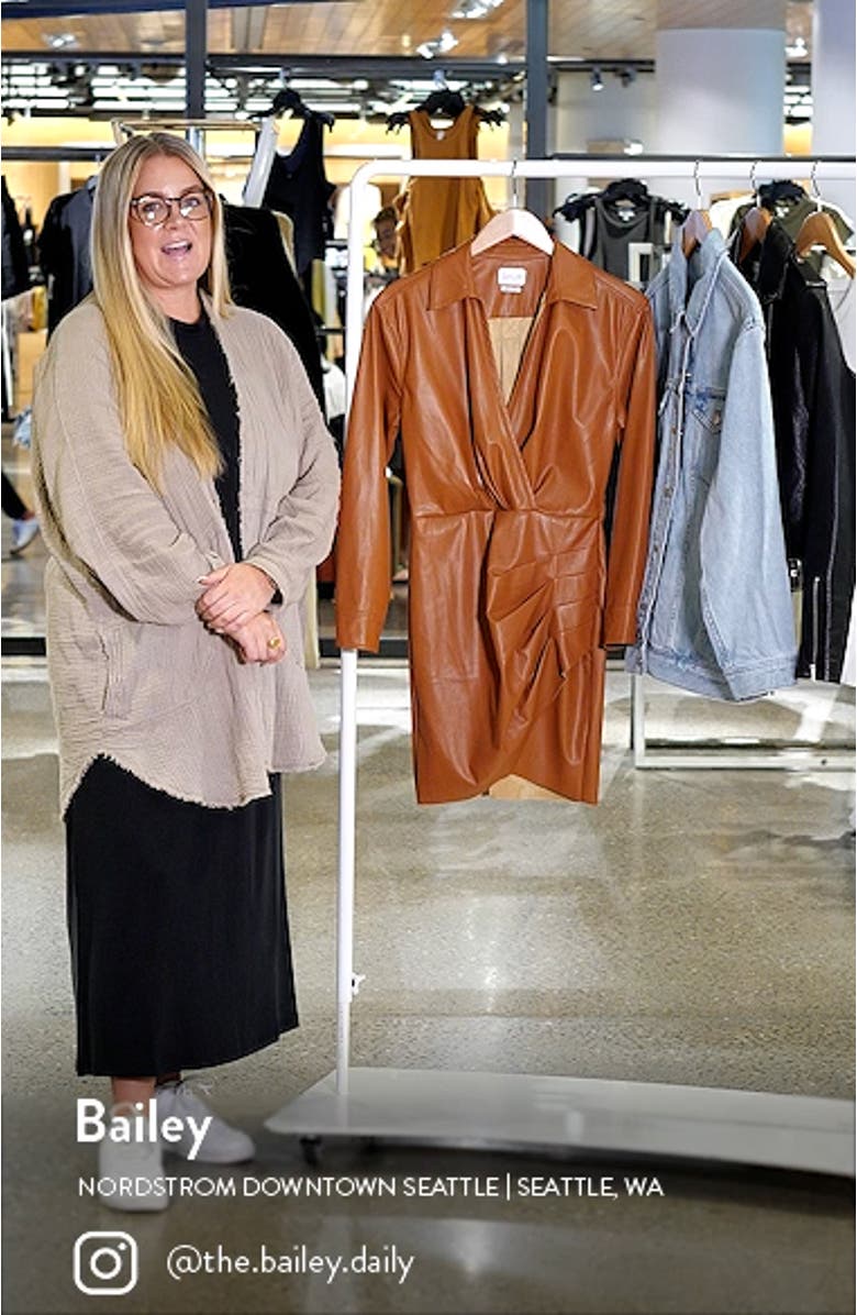 Romania Long Sleeve Faux Leather Shirtdress, sales video thumbnail