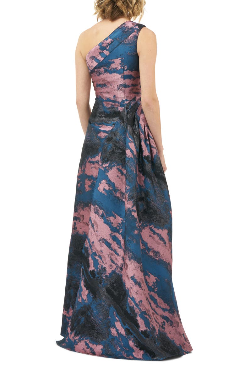 Kay Unger Noelle One-Shoulder Jacquard Gown, Alternate, color, 