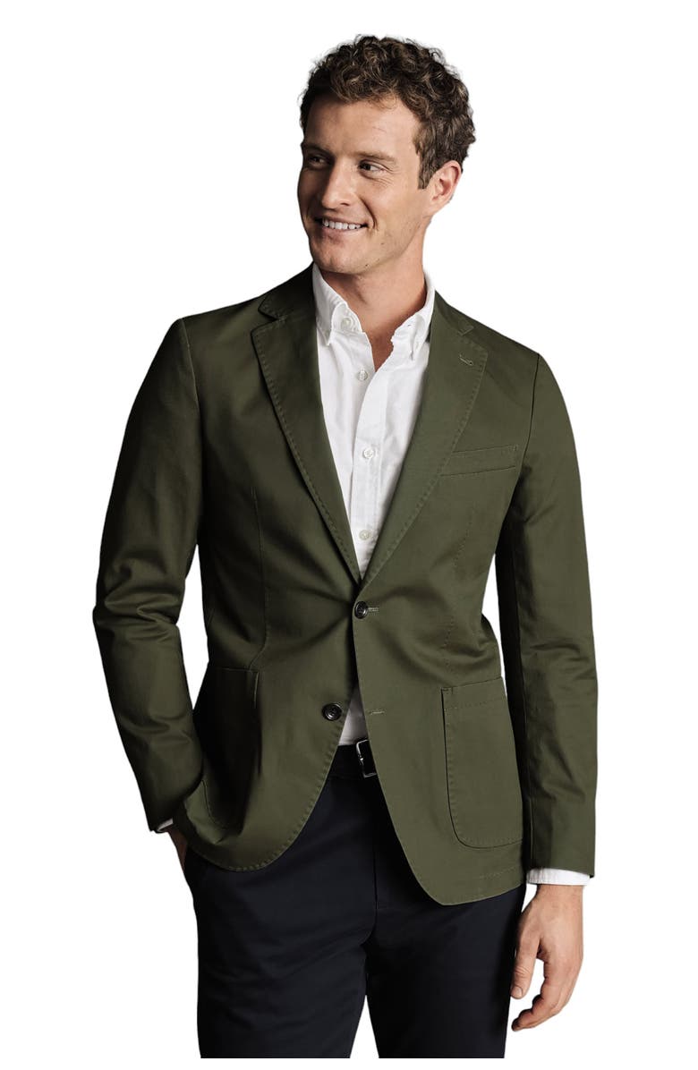 Charles Tyrwhitt Cotton Stretch Slim Fit Jacket, Main, color, Olive Green