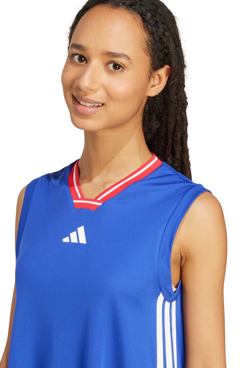 adidas Tiro 3-Stripes Recycled Polyester Mesh Maxi Dress, Alternate, color, 