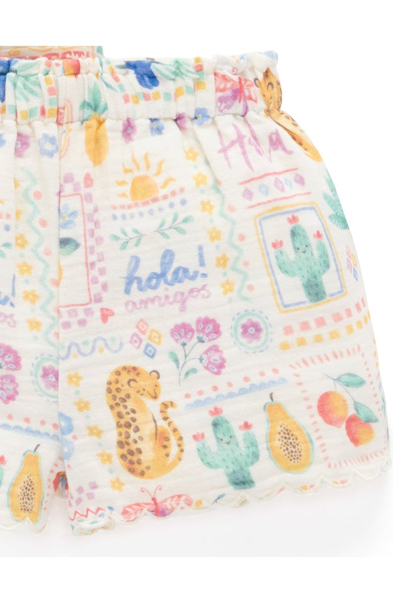 Purebaby Postcard Button Up Top & Short Set, Alternate, color, Postcard Print