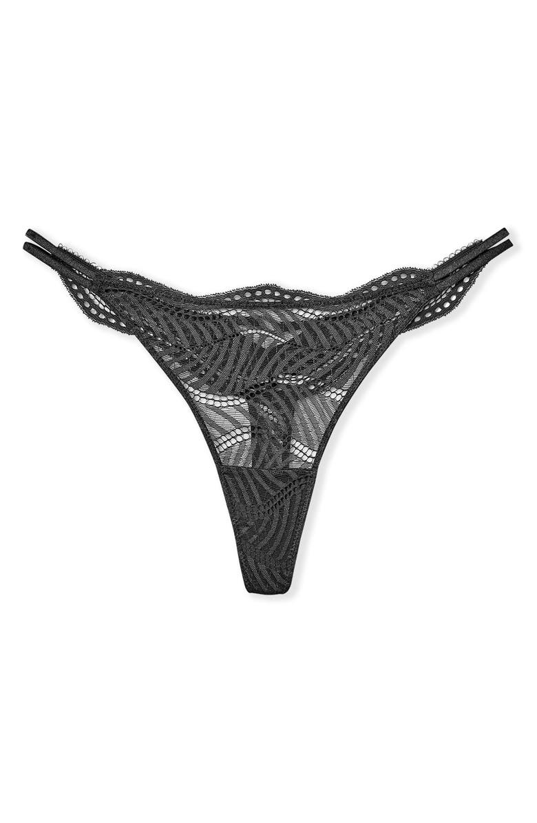 Etam Audace Lace Thong, Alternate, color, Black
