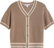Bernardo Short Sleeve Basketweave Cardigan