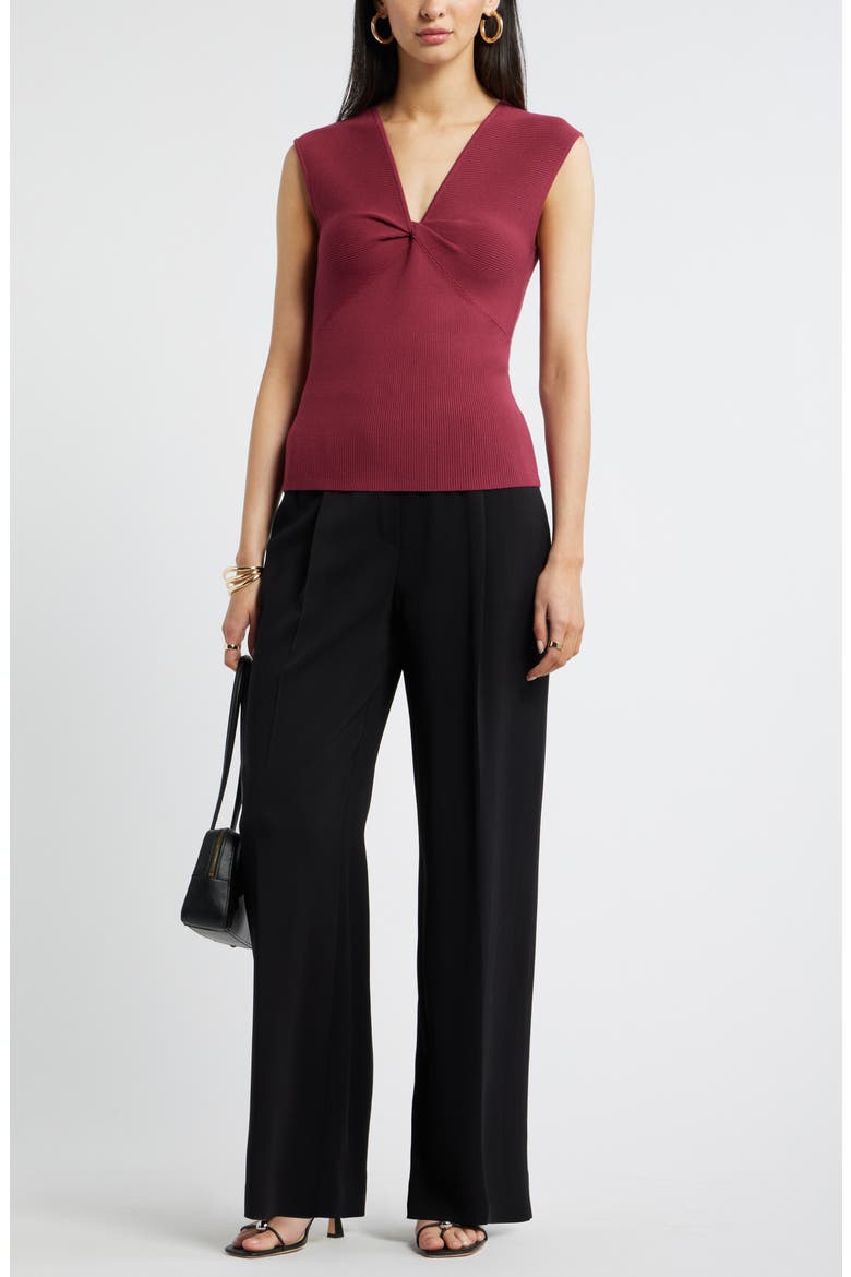 Sleeveless Twist Front Sweater, Alternate, color, BURGUNDY RHODE
