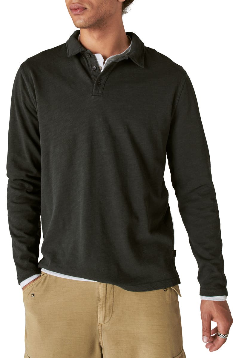 Lucky Brand Weekend Long Sleeve Slub Jersey Polo, Main, color,