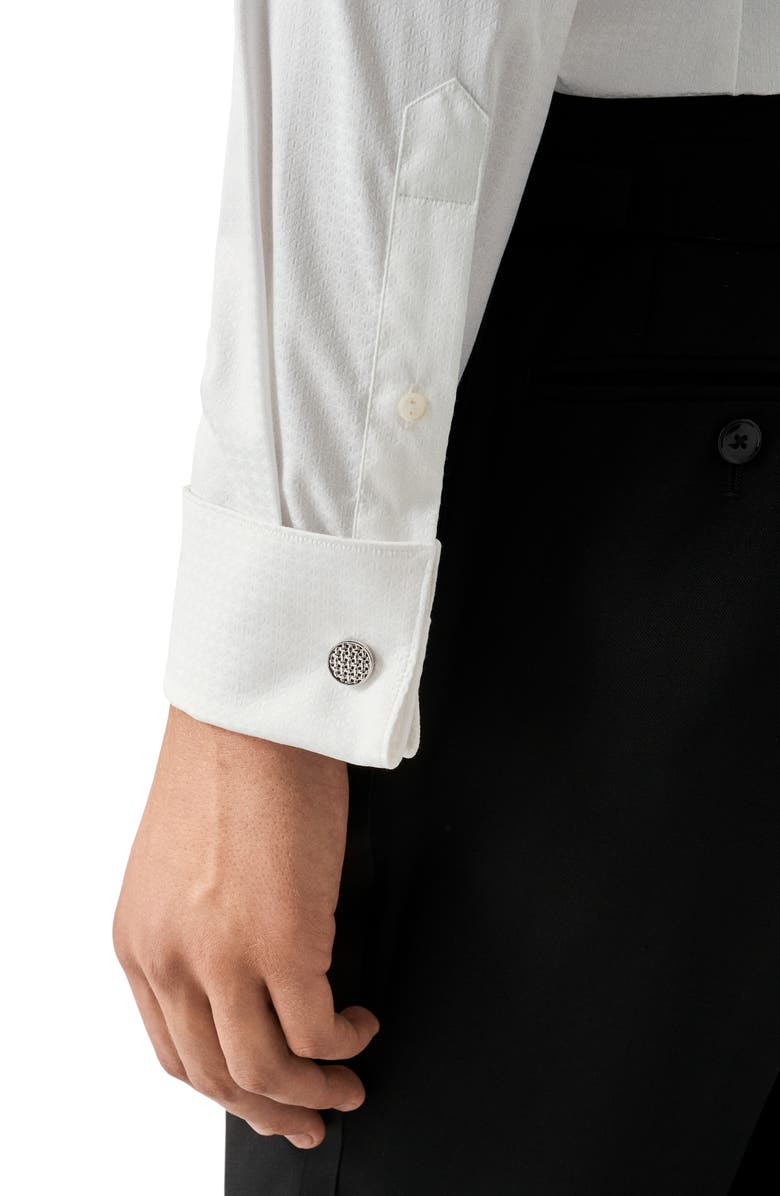 Eton Contemporary Fit Geometric Brocade Supima Cotton Dress Shirt, Alternate, color, White