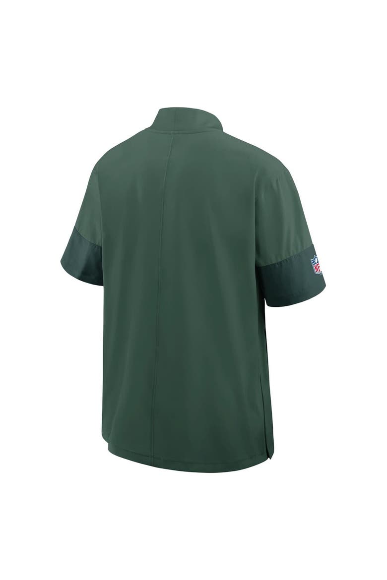 Men's Nike Green Green Bay Packers Sideline Short Sleeve Quarter-Zip Performance Coach Jacket, Alternate, color, Green