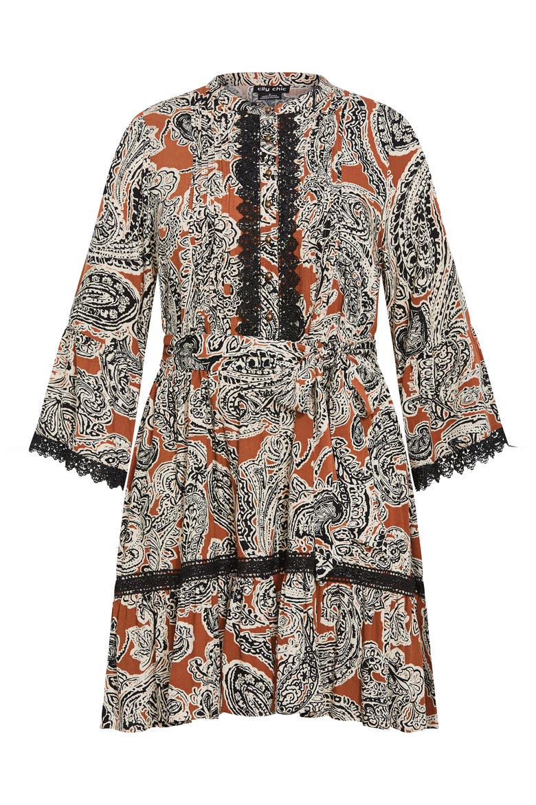 Camille Paisley Long Sleeve Dress, Alternate, color, CARAMEL PAISLEY