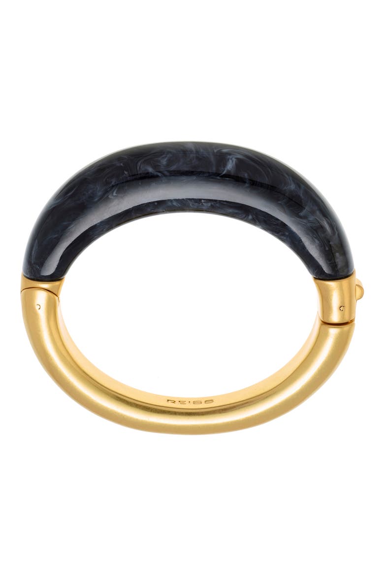 Salma Scoop Bangle Bracelet, Alternate, color, GOLD TONE / BLACK MARBLE