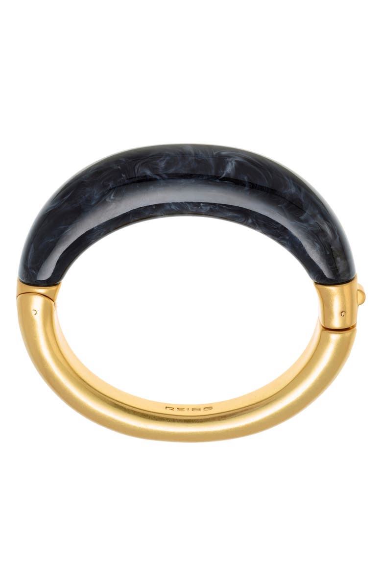 Reiss Salma Scoop Bangle Bracelet, Alternate, color, Gold Tone / Black Marble