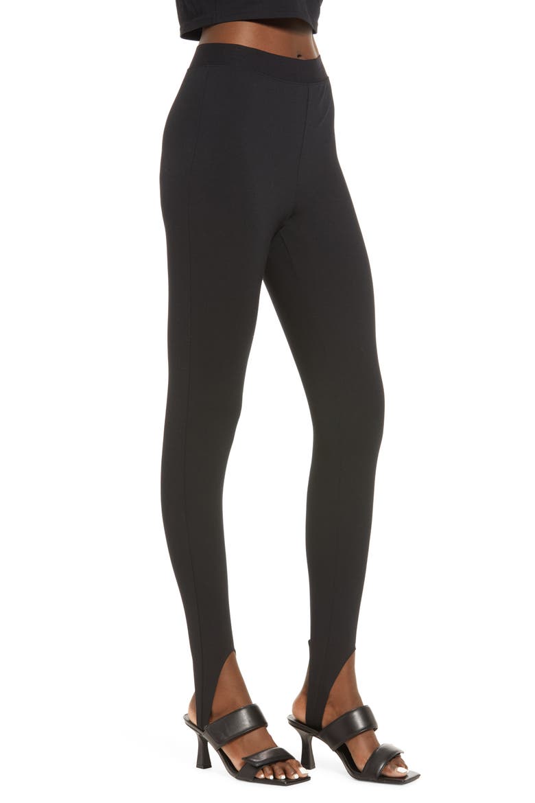 High Waist Stirrup Leggings, Alternate, color, BLACK