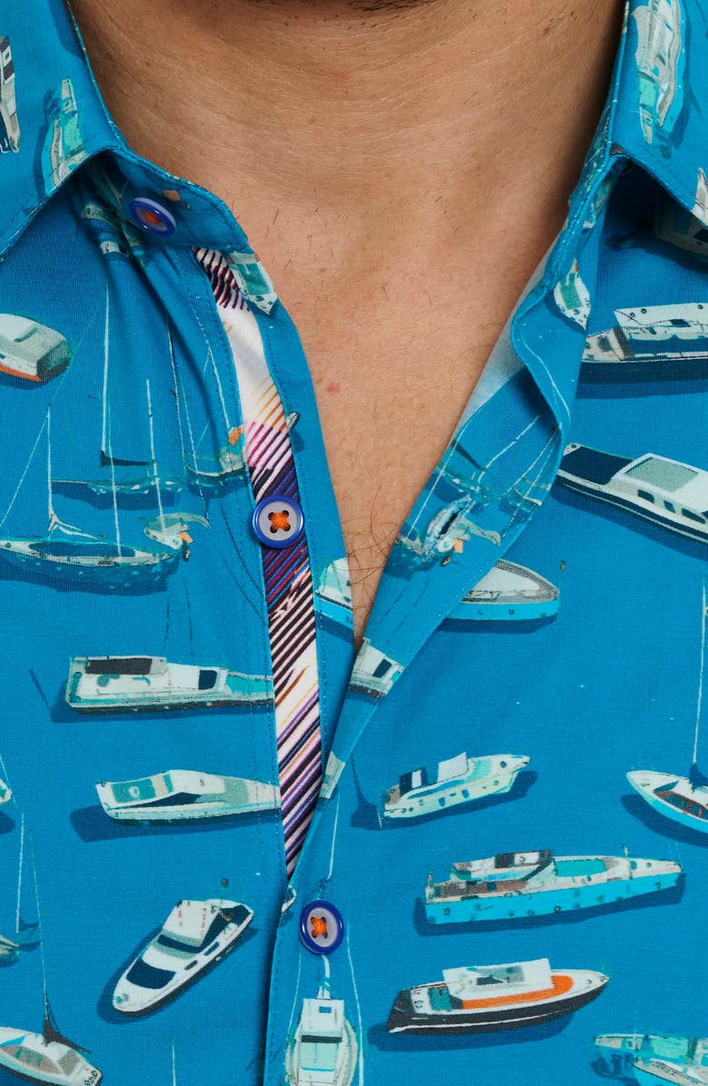 Robert Graham Boat Marina Short Sleeve Button-Up Shirt, Alternate, color,