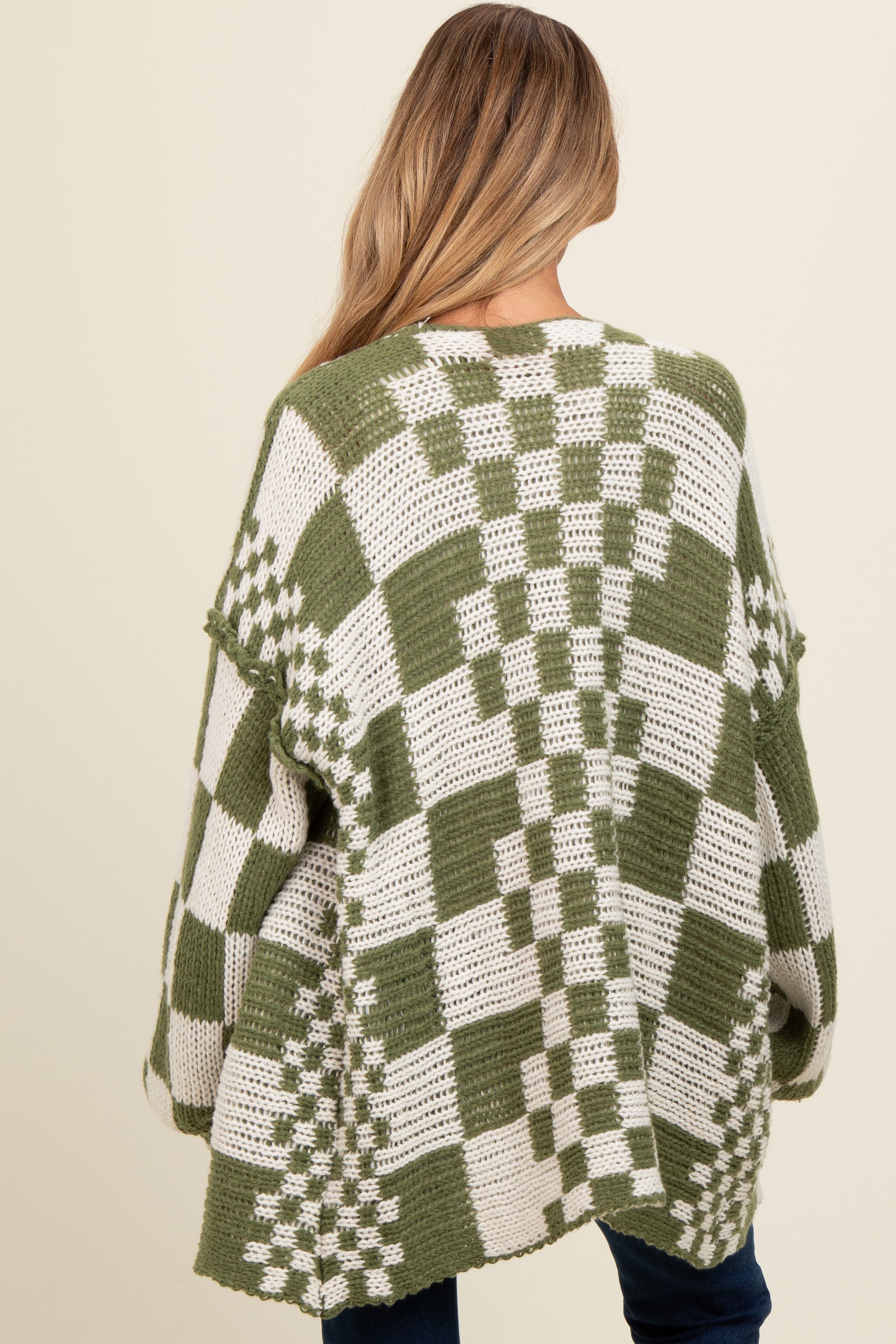 Mixed Check Pattern Chunky Cardigan - image 2