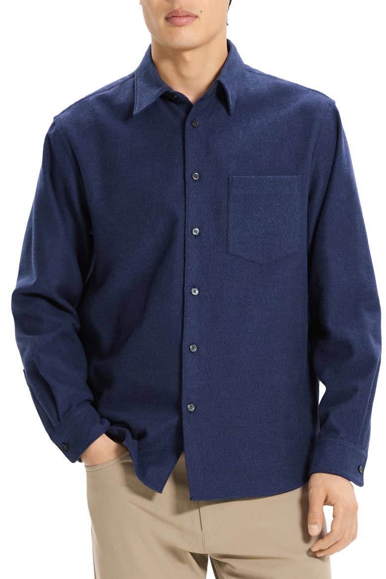 Weekend Brushed Cotton Twill Button-Up Shirt, Main, color, NAVY MULTI