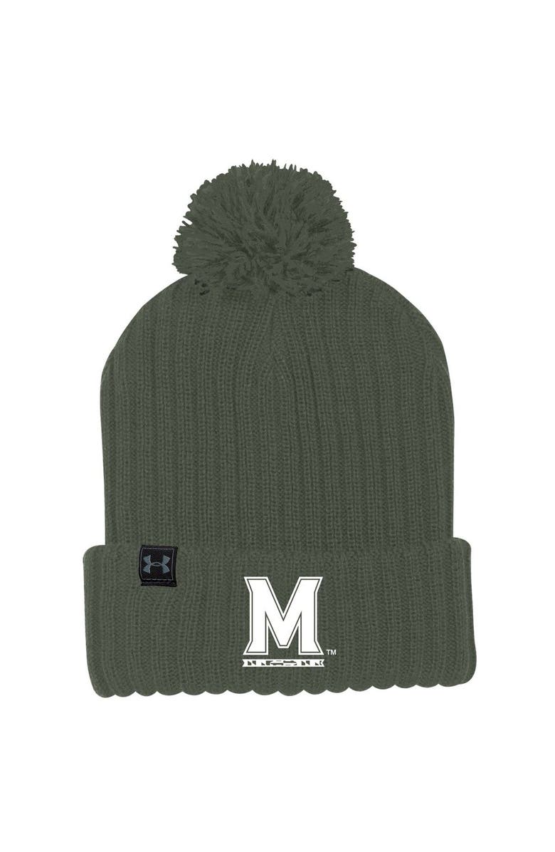 Under Armour Men's Under Armour Olive Maryland Terrapins Freedom Cuffed Pom Knit Hat, Main, color, 