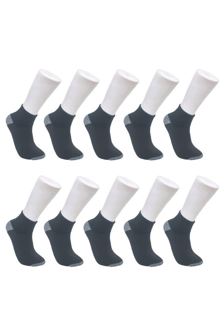 Boys Basic Half Cushion Quarter Sock 10-Pack, Main, color, Black