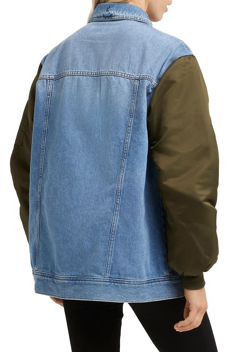 Hybrid Denim Bomber Jacket, Alternate, color, MED DENIM