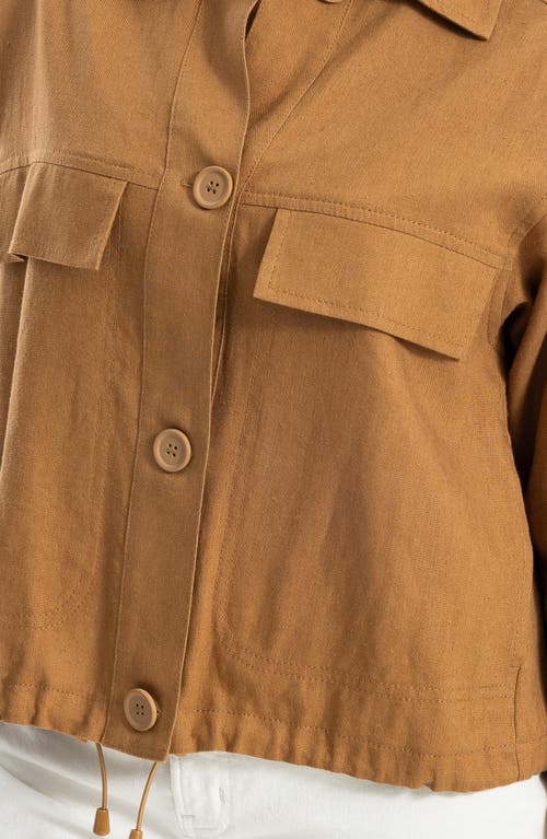 Max Studio Linen-blend Jacket In Brown