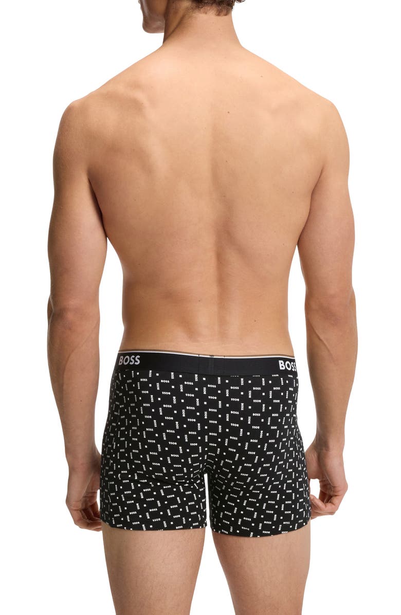 BOSS 3-Pack Power Stretch Cotton Boxer Briefs, Alternate, color, Black