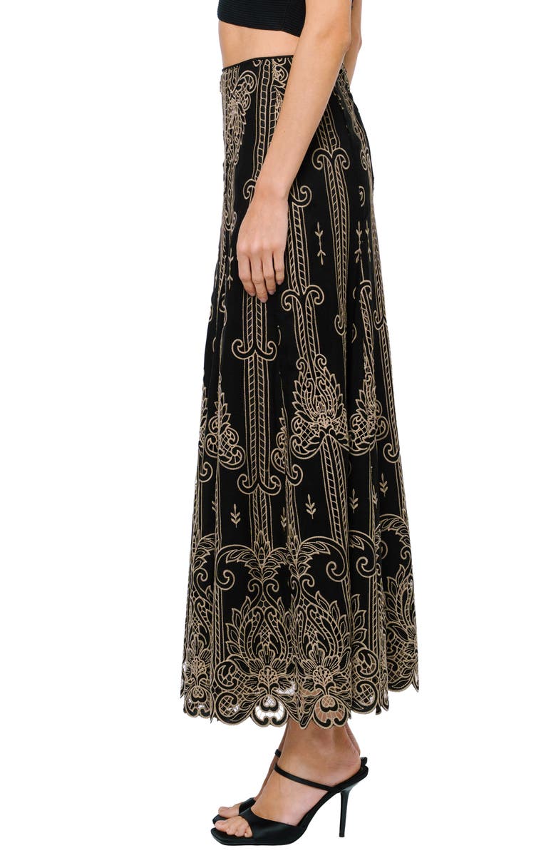 CIEBON Becca Lace Hem A-Line Skirt, Alternate, color, Black/ Taupe