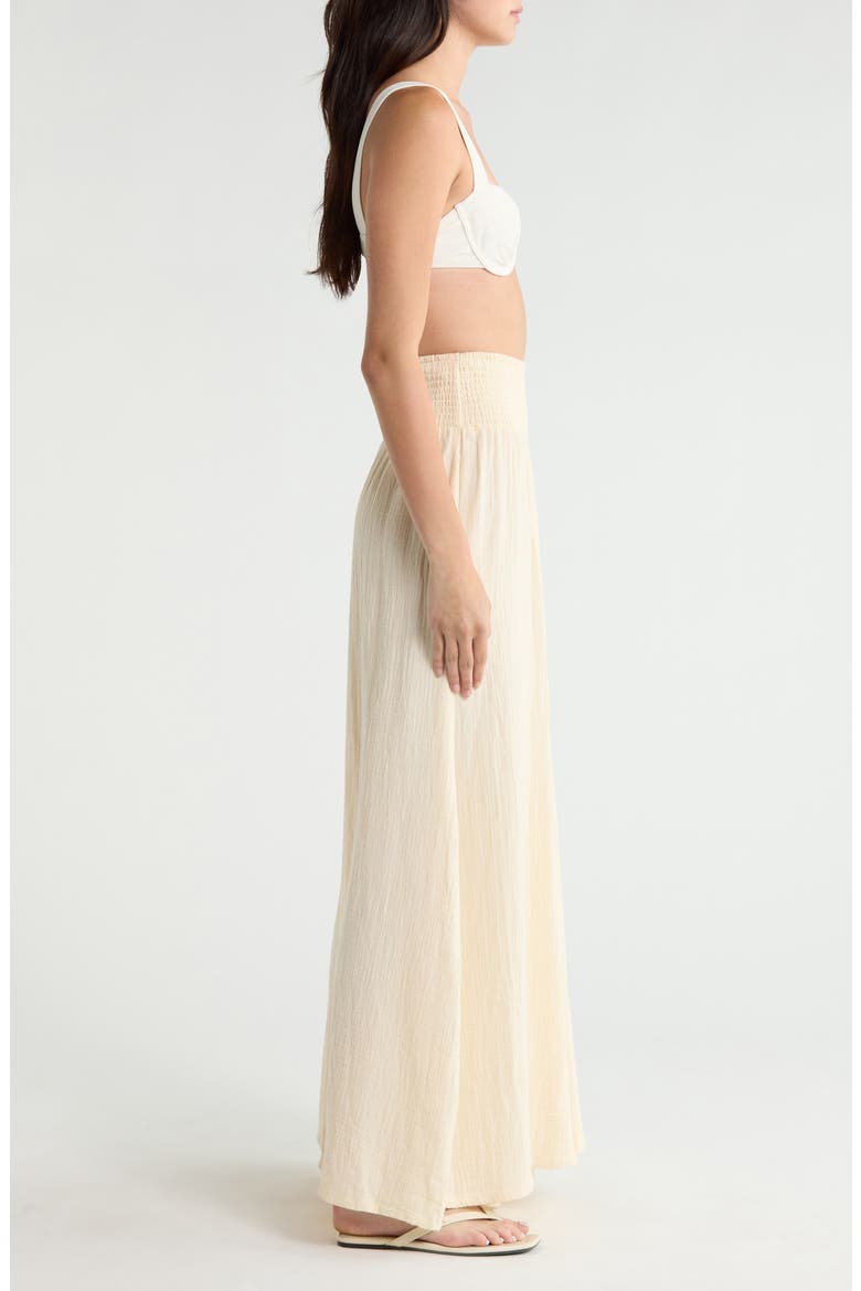 Smocked Waist Cover-Up Palazzo Pants, Alternate, color, NATURAL