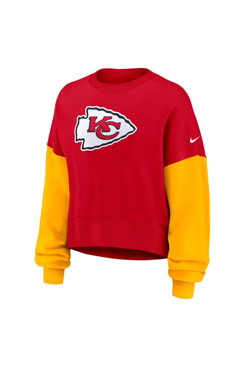 Women's Nike Red Kansas City Chiefs Oversized Color-Block Pullover Sweatshirt, Alternate, color, Red