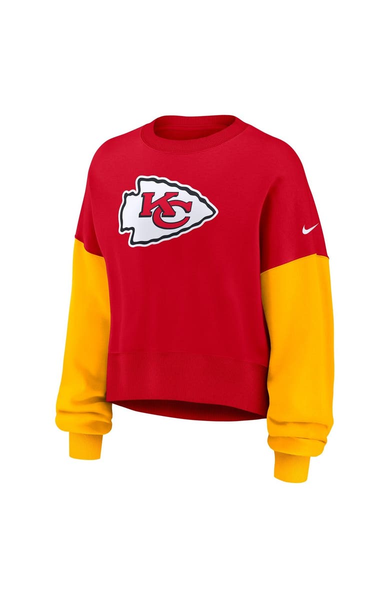 Nike Women's Nike Red Kansas City Chiefs Oversized Color-Block Pullover Sweatshirt, Alternate, color, Red