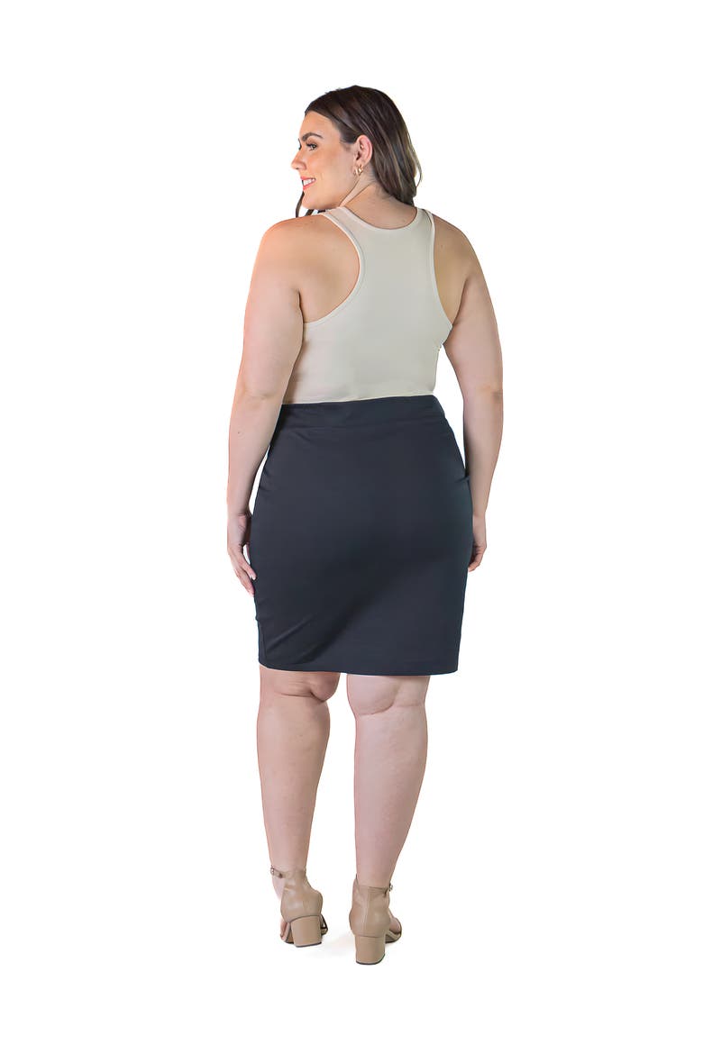Solid Color Elastic Waist Stretch Skirt, Alternate, color, BLACK