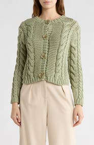 ELIE ELIE TAHARI Chunky Cable Stitch Cardigan