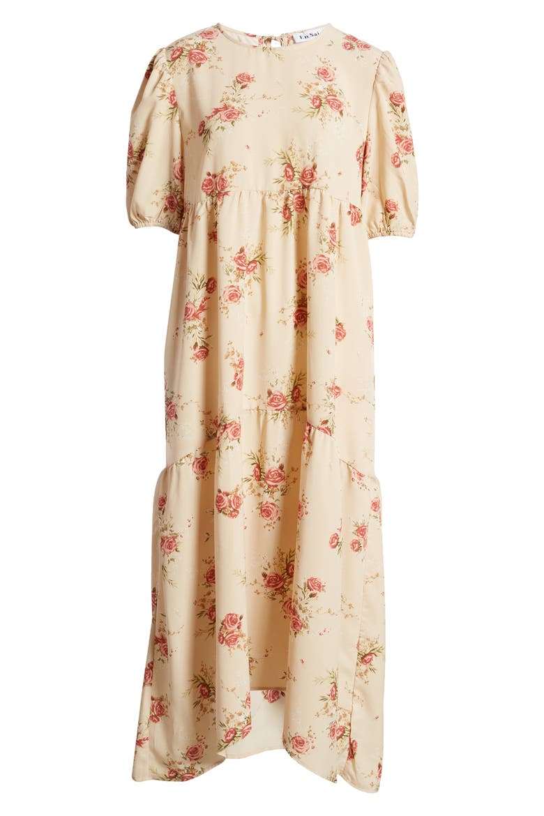 Floral Midi Dress, Alternate, color, NATURAL