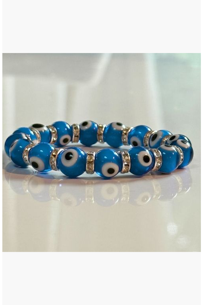 Evil Eye Beaded Bracelet, Alternate, color, Aqua
