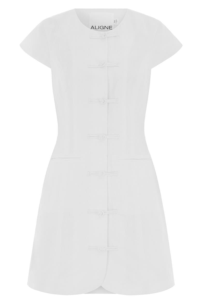 Jennie Cap Sleeve Cotton & Linen Minidress, Alternate, color, WHITE