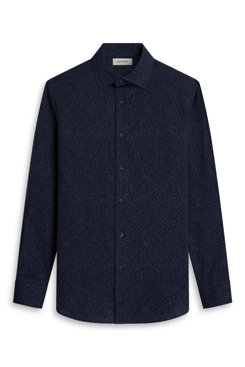 Julian Jacquard Long Sleeve Cotton Button-Up Shirt, Alternate, color, NAVY