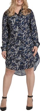 Standards & Practices Camo Chiffon Long Sleeve Shirtdress