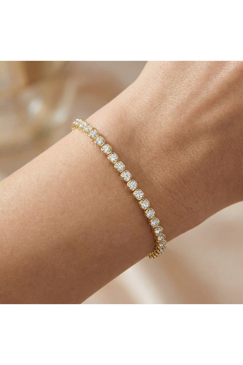 5Ct Diamond Half Bezel Tennis Bracelet 14k or Gold 7" Lab Grown, Alternate, color, 14k White Gold