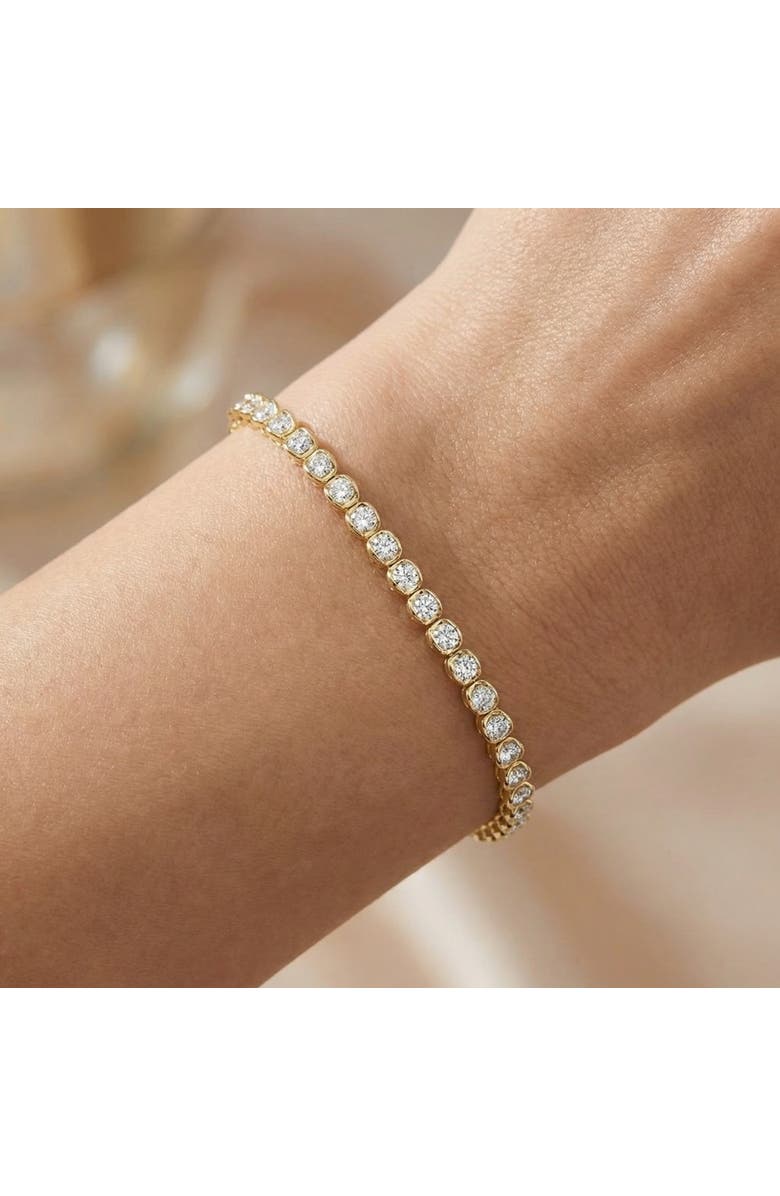 Bliss Diamond 5Ct Diamond Half Bezel Tennis Bracelet 14k or Gold 7" Lab Grown, Alternate, color, 14K Yellow Gold