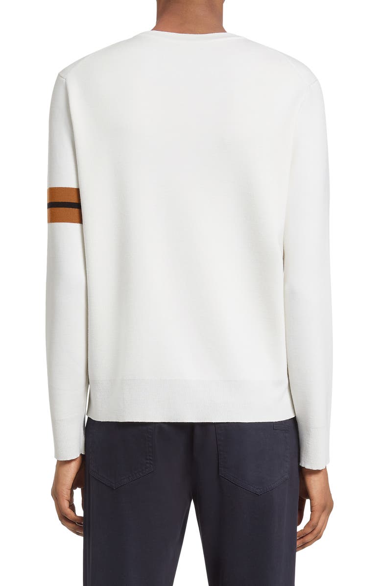 ZEGNA Signifier High Performance<sup>™</sup> Stripe Wool Sweater, Alternate, color, White