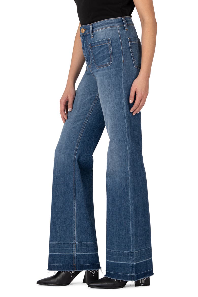 Goldie Patch Pocket High Waist Super Flare Jeans, Alternate, color, DECORATION