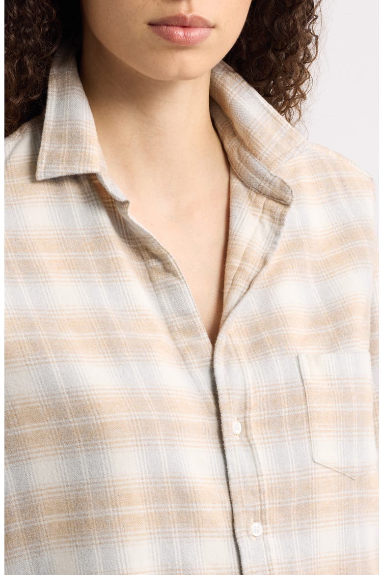 Eileen Relaxed Cotton Flannel Shirt, Alternate, color, CREAM GREY CAMEL PLAID